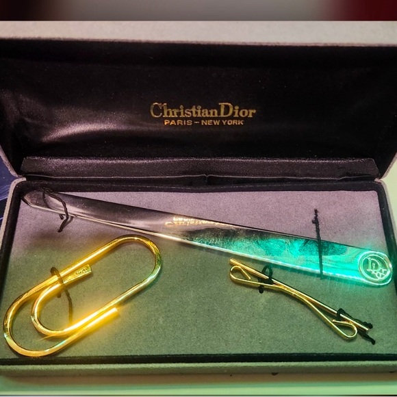 CHRISTIAN DIOR VINTAGE GOLD PLATED LETTER OPENER SET - Picture 1 of 4